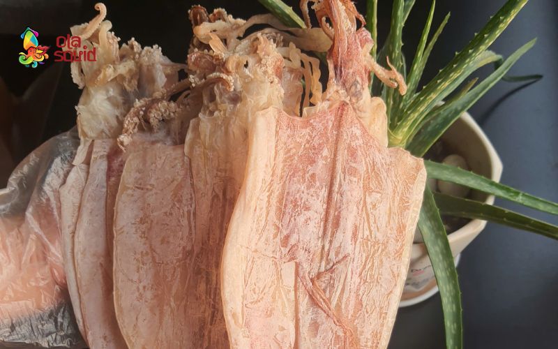 Giá mực khô loại 1 và cách phân biệt mực khô thật giả 3 Mực câu có màu sắc đẹp, thân thẳng giữ được tối đa độ ngọt của mực tươi