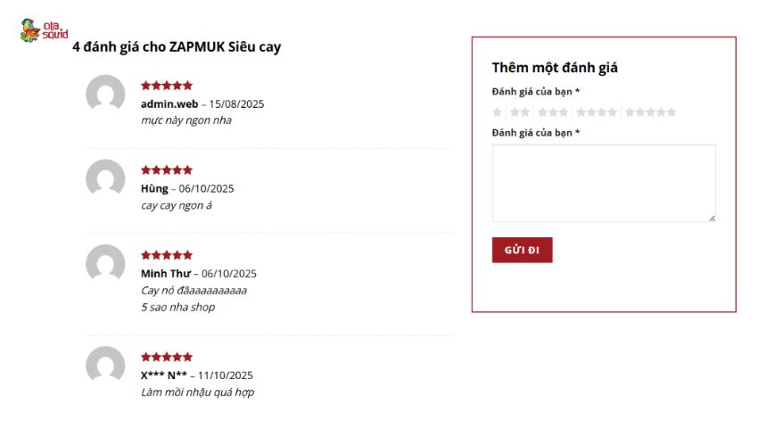 ZAPMUK Siêu cay 12 Đánh giá khách hàng về Zapmuk siêu cay