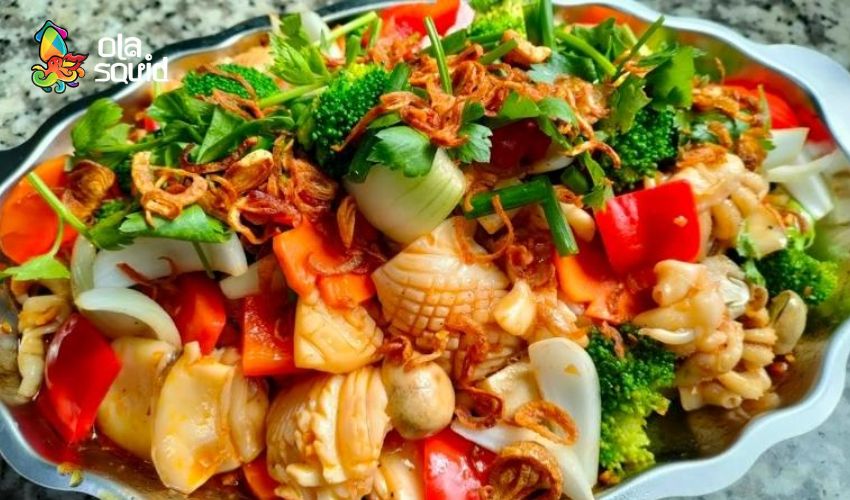 Cách làm mực né rau củ ngon bùng vị với công thức cực dễ 10 Mực né kiểu Thái vị chua cay
