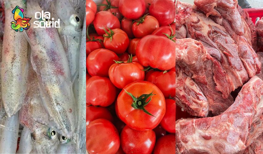 Cách nấu bún mực chuẩn vị Phú Yên, nước trong, mực giòn 2 Chọn mực tươi, cà chua mọng, xương hầm chuẩn để cách nấu bún mực thêm dễ dàng hơn