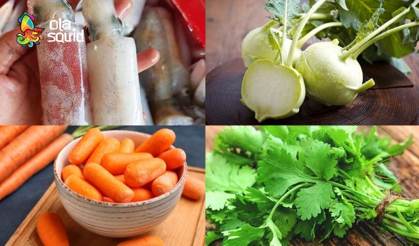 Công thức làm mực xào su hào giòn ngọt, nhanh gọn tại nhà 1 Chuẩn bị nguyên liệu làm mực xào su hào