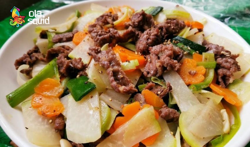 Công thức làm mực xào su hào giòn ngọt, nhanh gọn tại nhà 9 Su hào xào thịt bò