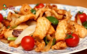 one sun squid fried with fish sauce