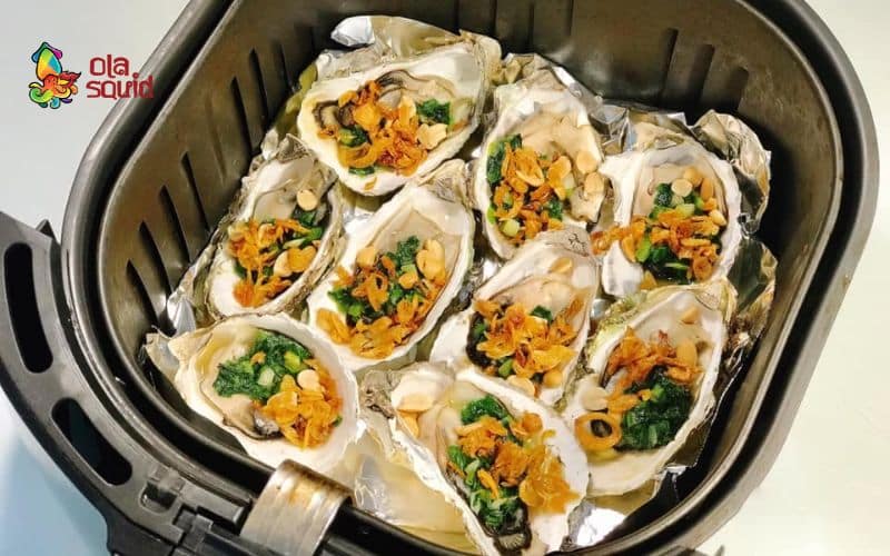 2 cách làm hàu nướng mỡ hành béo thơm, ăn là ghiền 2 Hàu nướng mỡ hành béo thơm bằng nồi chiên không dầu