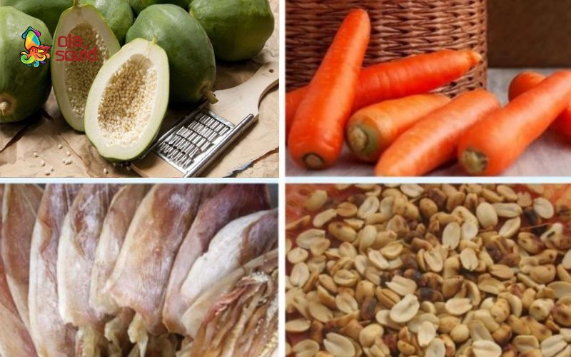 Cách làm gỏi mực khô đu đủ giòn ngon, đúng vị 1 Các nguyên liệu chính để làm nộm mực khô đu đủ