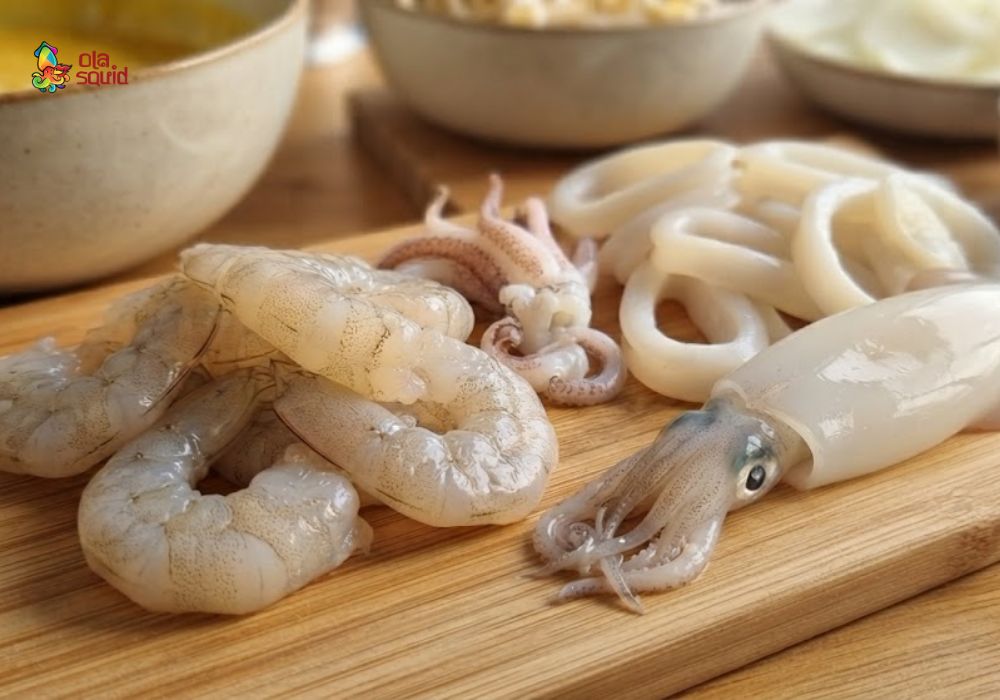 Cách làm bánh xèo tôm mực giòn rụm tại nhà, không tanh 2 Chọn tôm và mực tươi ngon