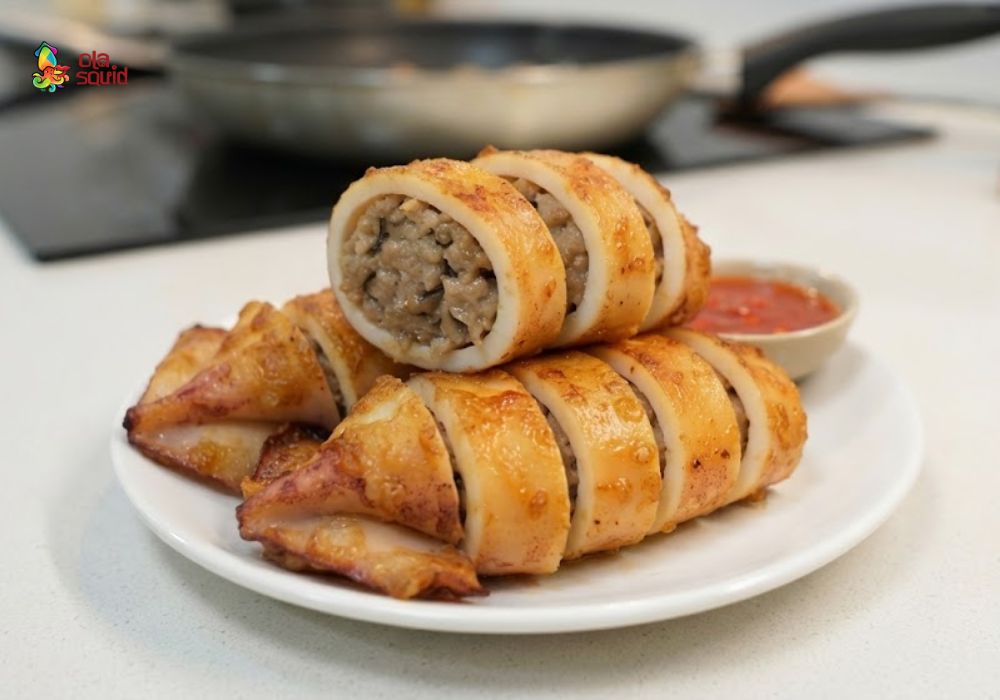 Cách làm mực nhồi thịt sốt cà chua đậm đà dễ làm 8 Mực nhồi thịt chiên vàng giòn, nhân thịt mềm thơm