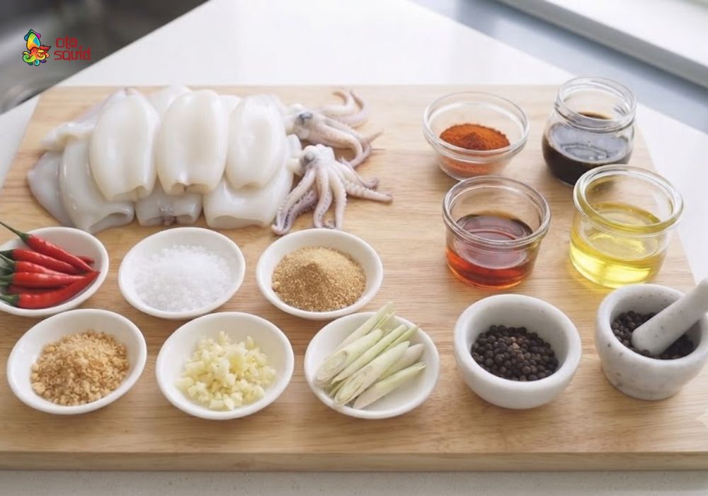How to Make Delicious Grilled Squid with Chili and Salt at Home 1 Ingredients for making grilled squid with chili salt